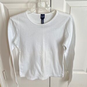 Gap White Long Sleeve Crew Neck Shirt